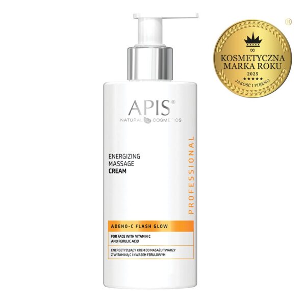 Energetyzujący krem do masażu twarzy z witaminą C ADENO-C Flash Glow 300 ml – Apis Professional