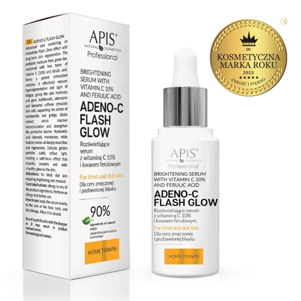Rozświetlające serum do twarzy z witaminą C i kwasem ferulowym ADENO-C Flash Glow Home terApis 30 ml