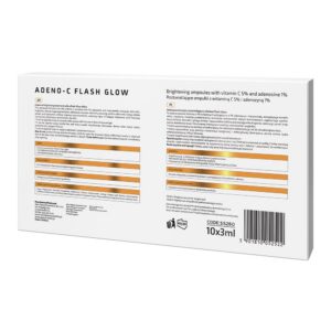 Rozświetlające ampułki do twarzy z witaminą C i adenozyną ADENO-C Flash Glow 10 × 3 ml Apis Professional - obrazek 2